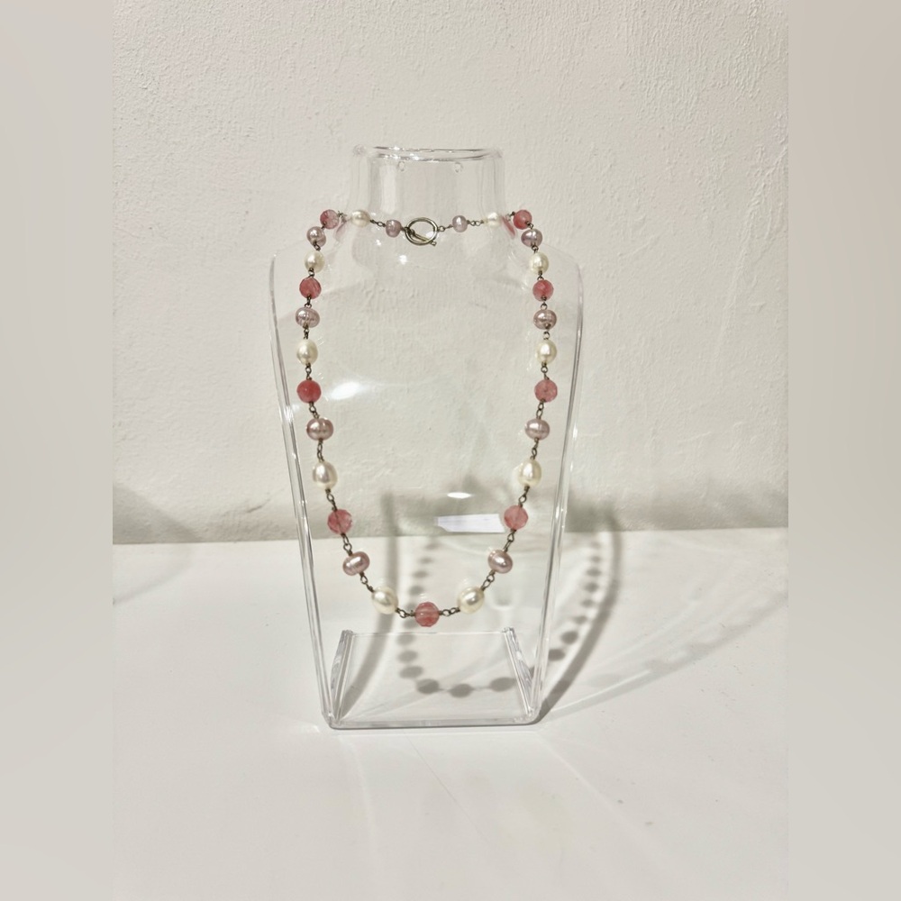 Pink Bead and Pearl Necklace
